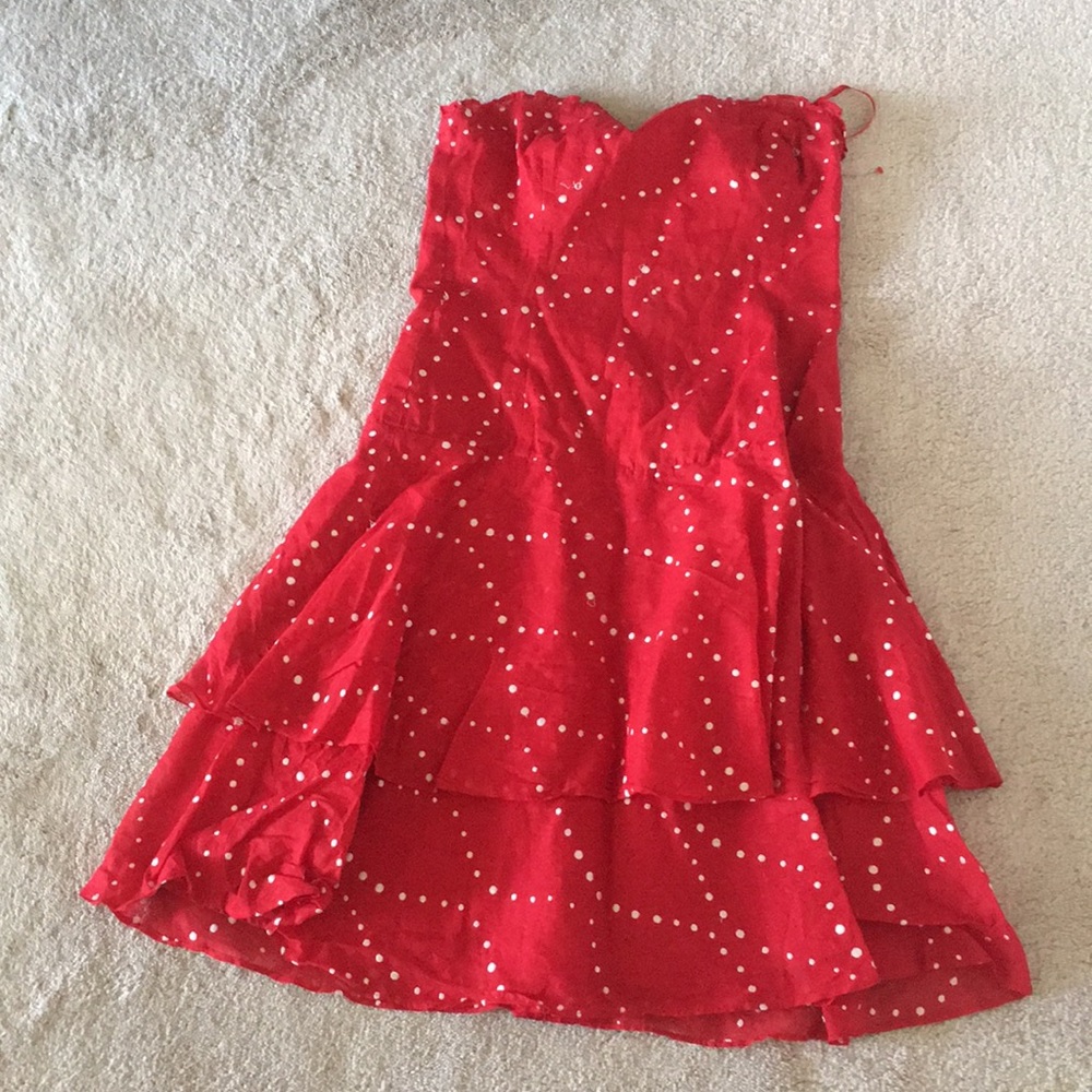 Anthro strapless layered polka dot dot